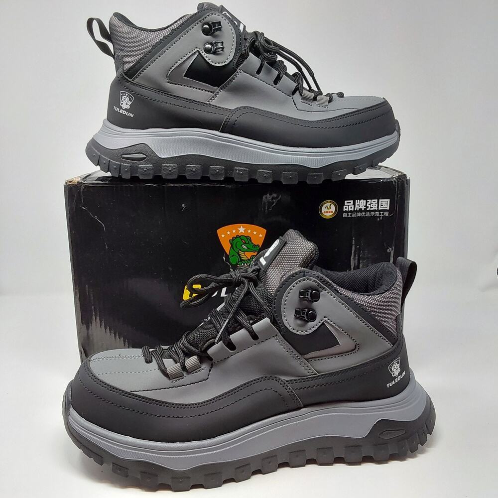 Tuledun T09 Mens Safety Work Boots EU 43 Gray Black Waterproof Hiking NIB